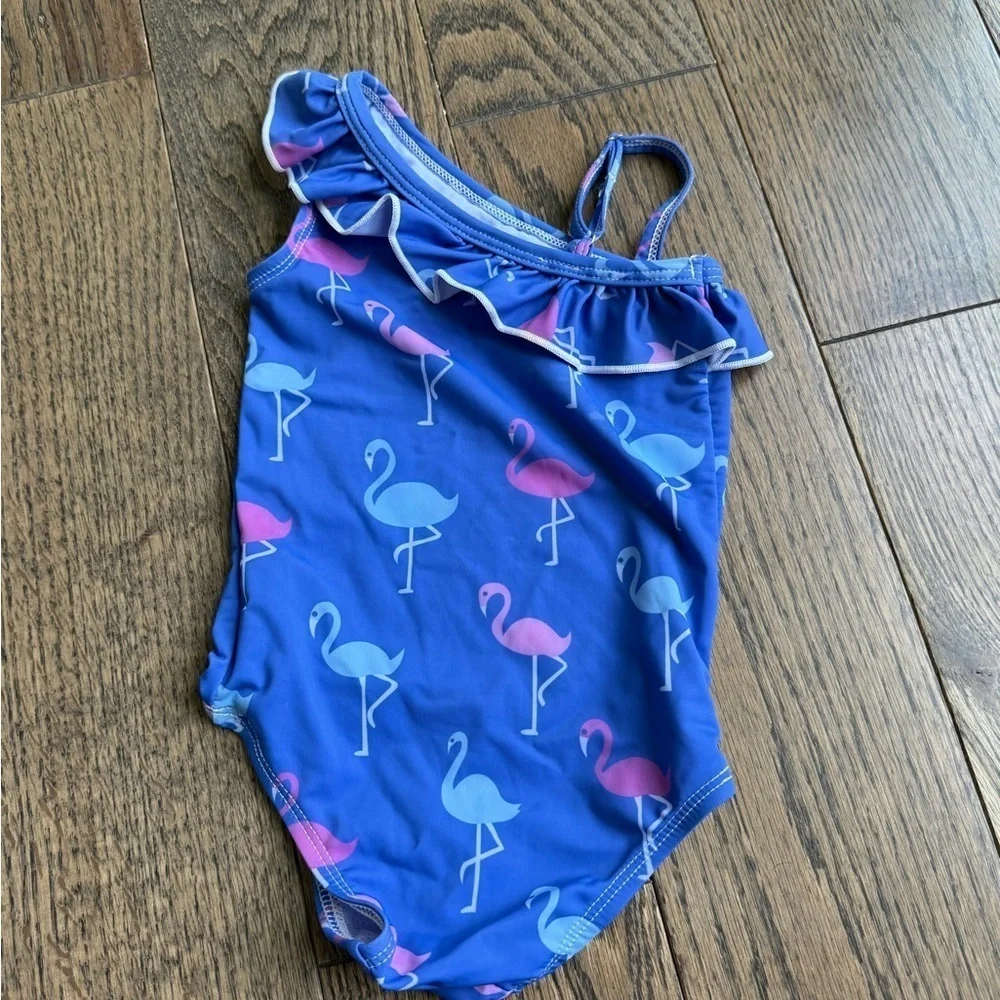 Blue Flamingo Kids Swimsuit 18-24 months baby 2T one strap swimming vacation